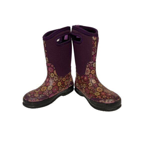 BOGS Classic Daisy Love Me  High Purple Flower Pull On Boots Girl's Size 2 - Picture 3 of 11